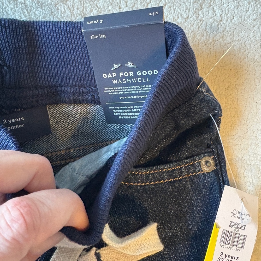 NWT GAP Kids Navy Denim Slip On Pants, Size 2T - Picture 2 of 4